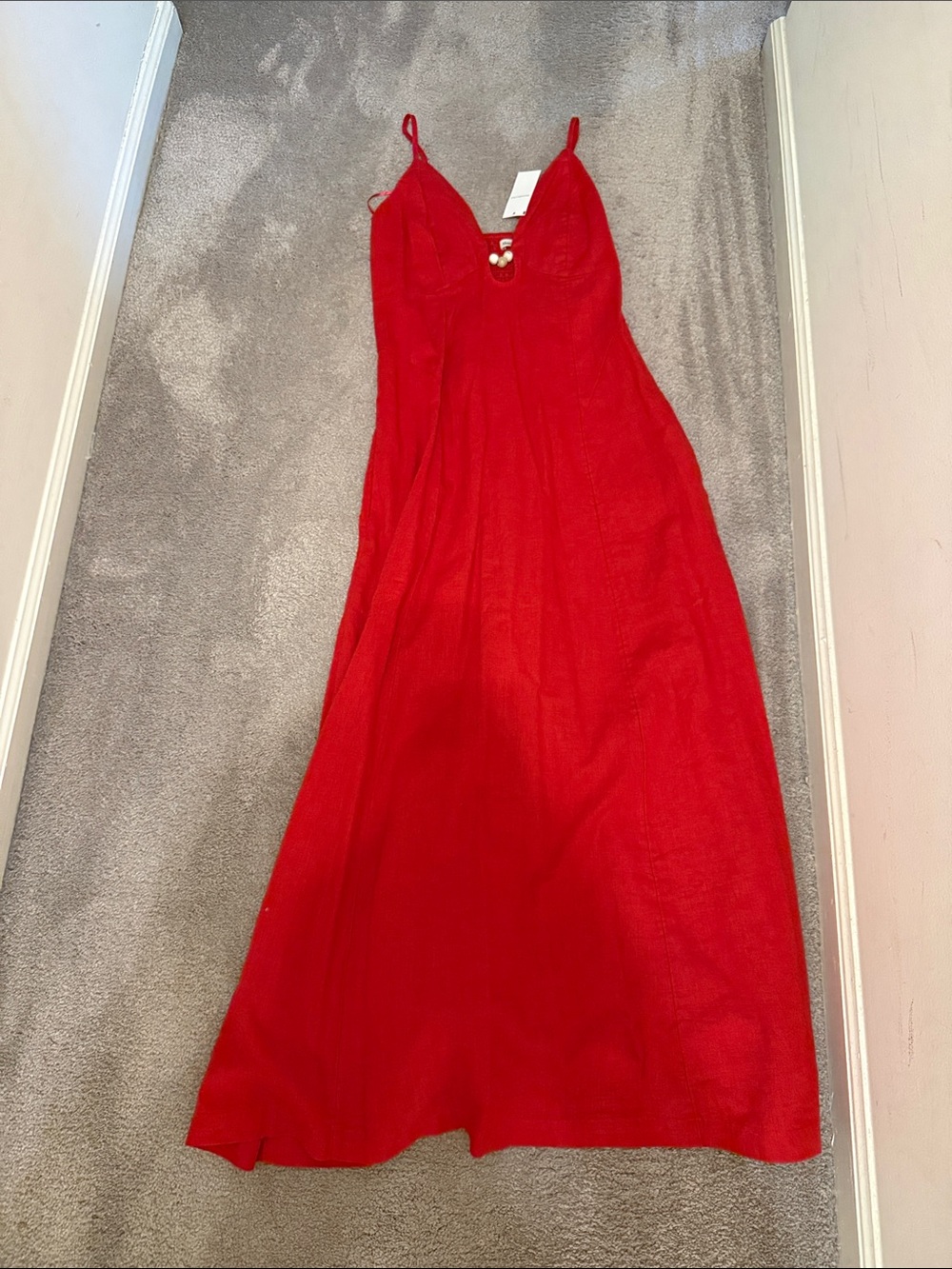 Abercrombie & Fitch Red Spaghetti-Strap Maxi Dress